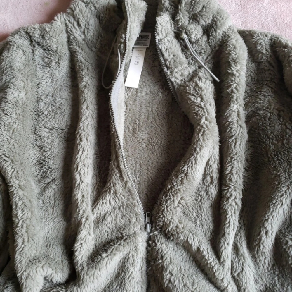 Pink Teddy Full Zip Crop Sz-M - Picture 6 of 9